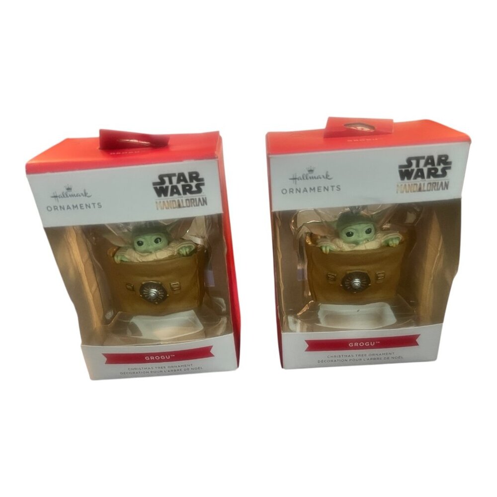 Hallmark Star Wars Mandalorian Grogu Baby Yoda Christmas Ornament 2-Piece Set